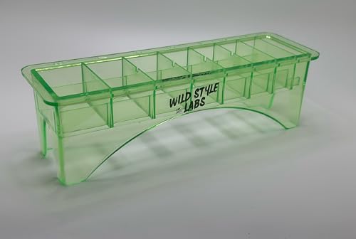 Translucent neon green professional barber guards organizer displaying universal fit design