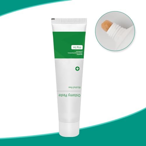 Alcohol-free stoma adhesive skin protectant paste tube showing product details and net weight.