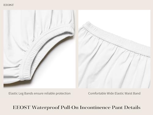 EEOST leakproof plastic pants alternative showing high elastic waistband stretch