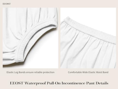 EEOST leakproof plastic pants alternative showing high elastic waistband stretch