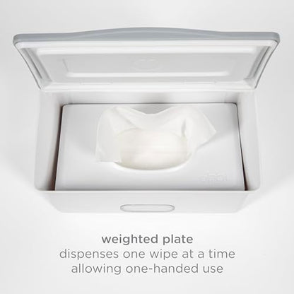 Top view of Ubbi baby wipes dispenser with open lid