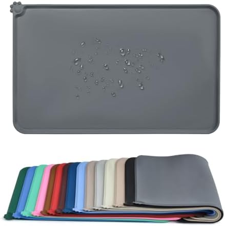 Audwud Silicone Waterproof Pet Feeding Mat grey color detail
