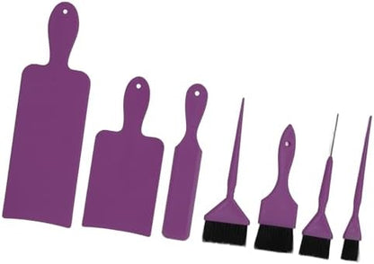 Close up of professional hair dye paddle board and brushes