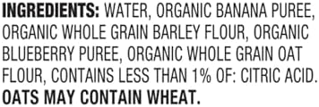 Back of Earth's Best baby food pouch showing organic ingredients and nutritional facts.