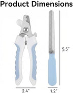 Demonstration of the non slip scissor grip on the blue pet nail clipper