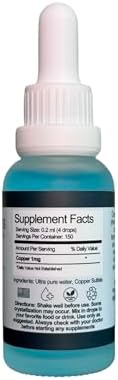 Organic copper supplement tincture 1 fluid ounce bottle