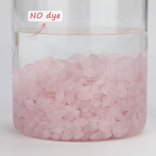 Rose quartz crystals inside an aquarium tank
