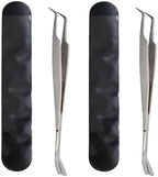 Close up of stainless steel tick tweezers precision tips