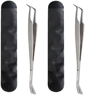 Close up of stainless steel tick tweezers precision tips