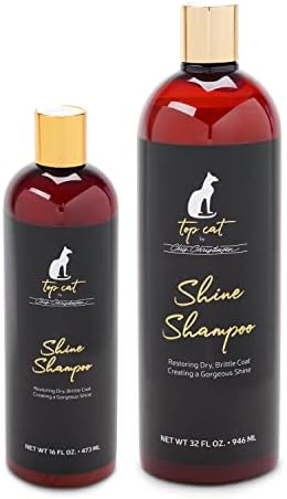 Top Cat Shine Shampoo packaging showcasing pro-vitamin formula benefits