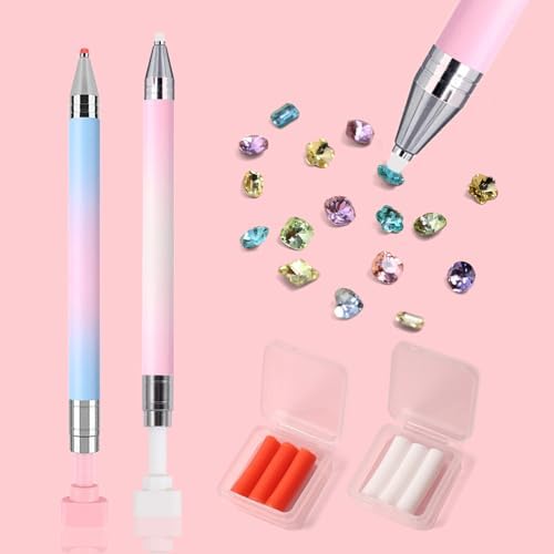 Xeaohesy 2 pieces rhinestone picker wax pen set front view