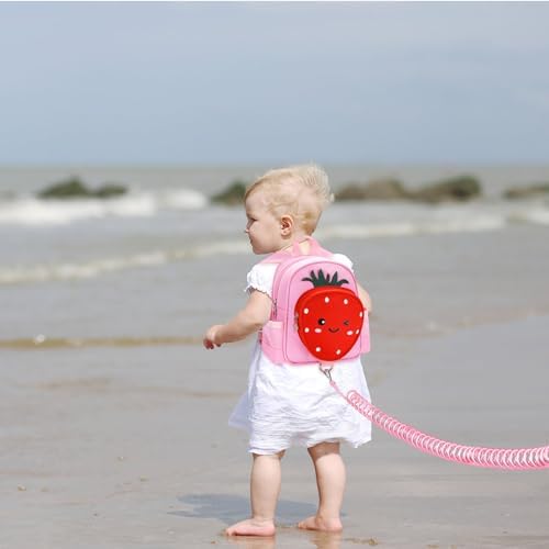 Close up of safety tether and wrist link for toddler harness