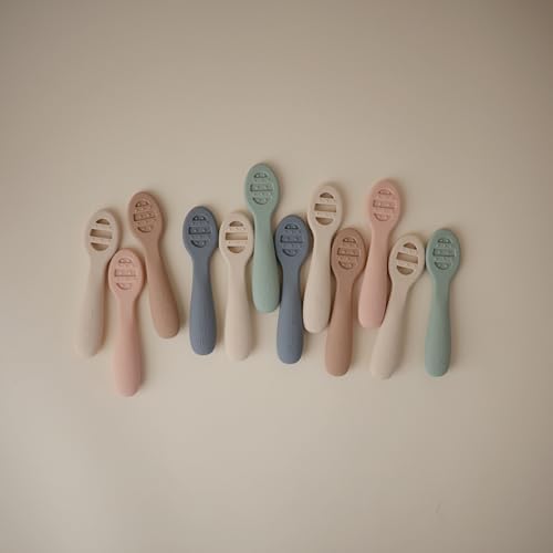 Mushie toddler learning spoons pack in authentic retail packaging
