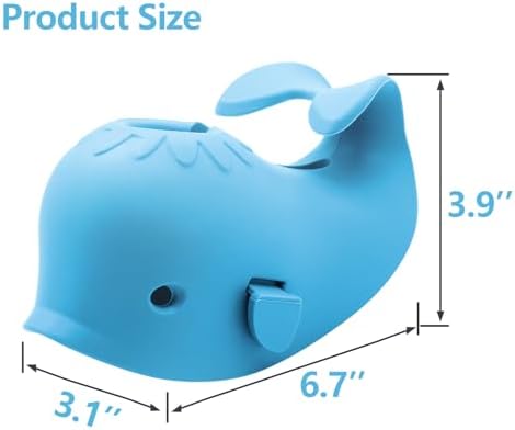Soft silicone bath spout guard showing the adjustable strap mechanism.