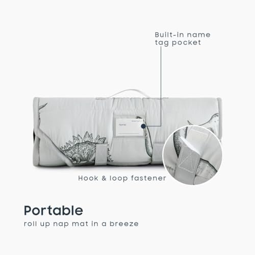 Wake In Cloud cot nap mat elastic corner straps close up view