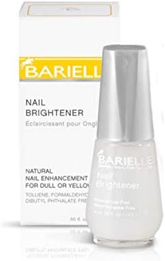 Barielle anti yellowing nail treatment bottle displaying packaging details and product size.