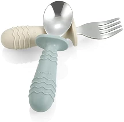 PandaEar dishwasher safe stainless steel toddler cutlery set being washed for hygiene