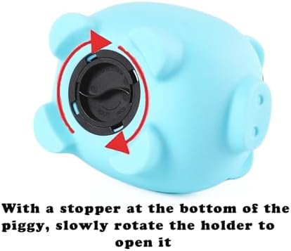 PandaEar blue money box highlighting the secure plastic twist-off screw cap at the bottom.