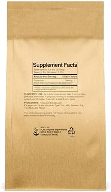 Pure Original Ingredients Potassium Bicarbonate dietary supplement nutritional facts label