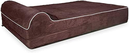 Heavy duty zippered pet bed cover showing the durable fabric texture and elegant white piping.