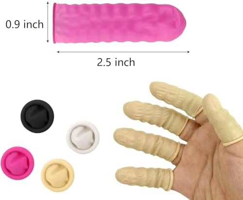 Pink anti static finger protectors rolled style close up view