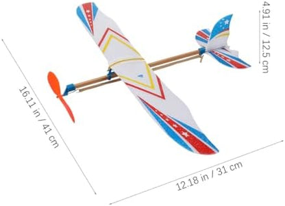 Close up view of the mechanical propeller and premium rubber band mechanism on the foam aircraft fuselage.