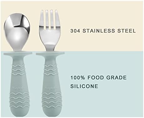Close up view of the non toxic BPA free silicone shield on PandaEar children utensils
