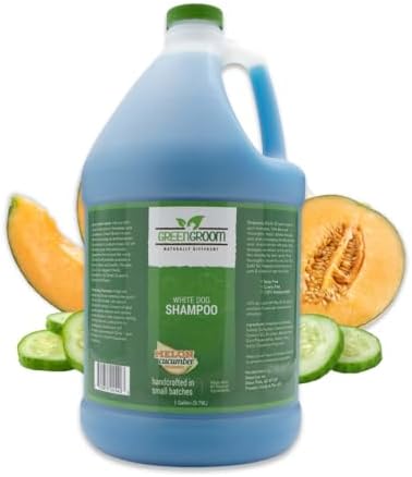 Green Groom White Dog Shampoo gallon jug label details