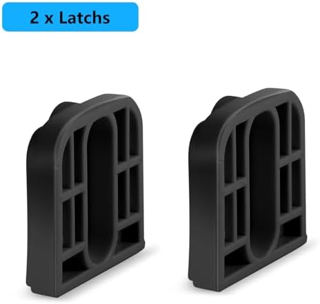 Black retractable baby gate hardware parts pack laid out to show all included spare screws