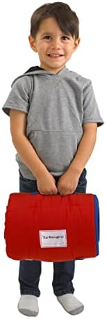 Fully extended Disney Cars toddlers travel mat with attached red blanket overlay