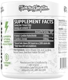 VMI Sports L-Carnitine 3000 supplement powder nutritional label