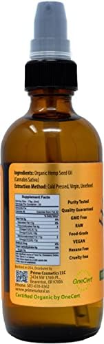 Prime Natural Hemp Seed Oil bottle with dropper and spray cap