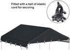 Outdoor pet kennel canopy replacement cover with elastic bungee cords
