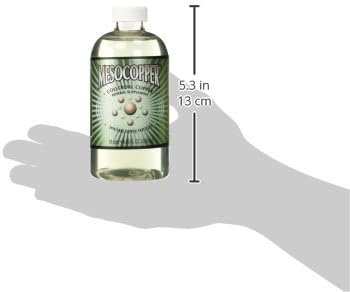 Purest Colloids true colloidal copper solution side profile displaying product information and storage guidelines.