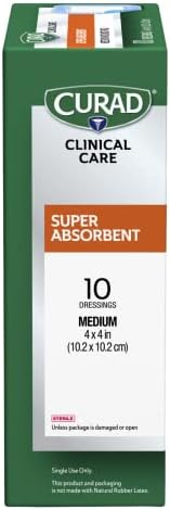 A comparison chart showcasing the five times faster absorption speed of Curad wound care pads.