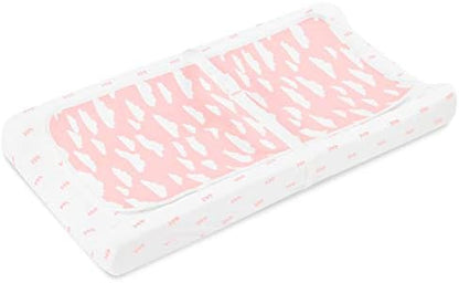 The complete four pack collection of baby girl diaper changing sheets showing all assorted designs.