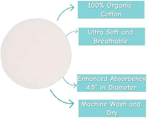 TL Care Nursing Pads Made with Organic Cotton - Soft, Breathable, Absorbent & Washable, Natural Color, 12 Count - Image 5