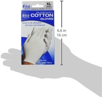 Pack of 3 Cara Extra Large 100% cotton gloves for eczema hand care.