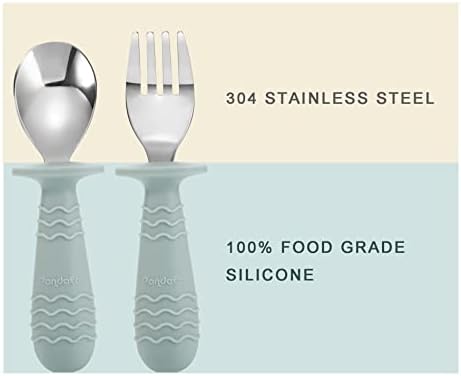 Side profile of PandaEar baby utensils showing safety guard
