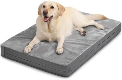 Vonabem Waterproof Outdoor Dog Bed Large Medium Sized Dogs, Washable Crate Pad 35 inch, Foam Orthopedic Pet Beds with Removable Cover,Durable Anti-Slip Kennel Pads 35"x22", Gray - Image 2