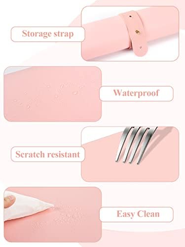 (MAT ONLY) Pink Nail Art Table Mat, Foldable Nail Art Hand Rest Pad for Nail Arm Rest Cushion, Soft Microfiber Leather Nail Mat, Manicure Pad Nail Table Pad Desk Mat for Nail Technician Salon Home - Image 3