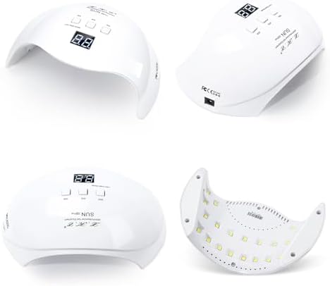 Top view of LKE 40W LED nail lamp interior showing 21 LED bulbs