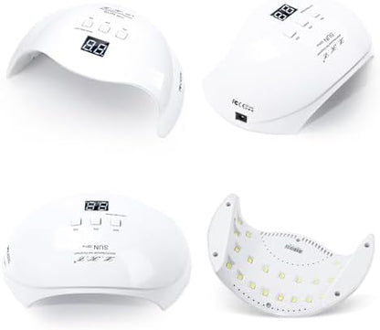 Top view of LKE 40W LED nail lamp interior showing 21 LED bulbs
