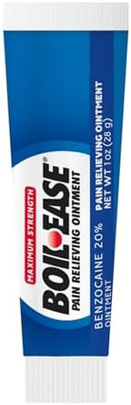 Boil Ease one ounce box package indicating fast acting pain comfort