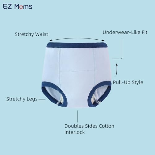 EZ Moms absorbent cotton toddler training pants pack displays with the included potty sticker chart