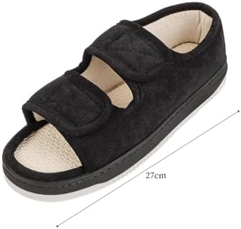 Side view of extra wide edema slippers with breathable fabric
