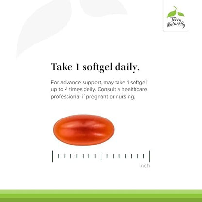 Close up of Terry Naturally Omega-7 softgel capsules