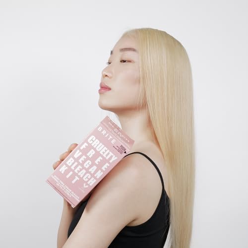 Authentic Brite USA imported hair bleaching kit box graphics outlining the cruelty free specifications.