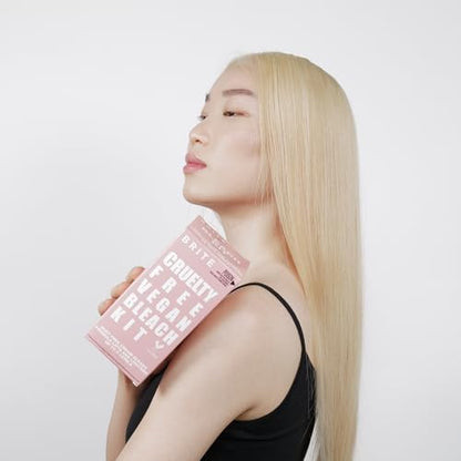Authentic Brite USA imported hair bleaching kit box graphics outlining the cruelty free specifications.