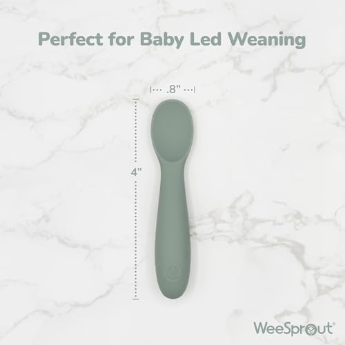 WeeSprout baby spoons showing the short easy grip handle design for infants